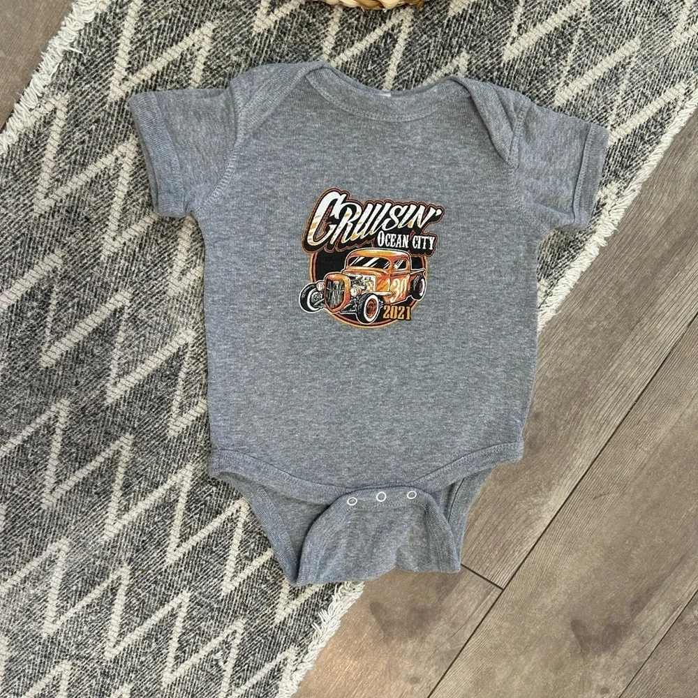 Rabbit Skins Baby Boy Hot Rod Ocean City Graphic Bodysuit T-Shirt 2021 Like New